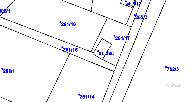 Parcela st. 385 v KÚ Třemošnice nad Doubravou, Katastrální mapa
