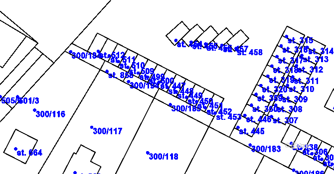 Parcela st. 448 v KÚ Třemošnice nad Doubravou, Katastrální mapa