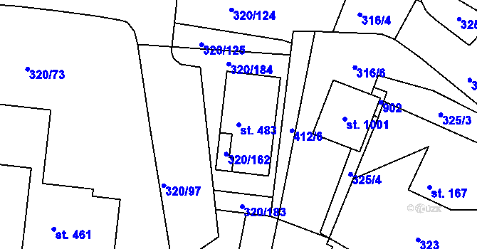 Parcela st. 483 v KÚ Třemošnice nad Doubravou, Katastrální mapa