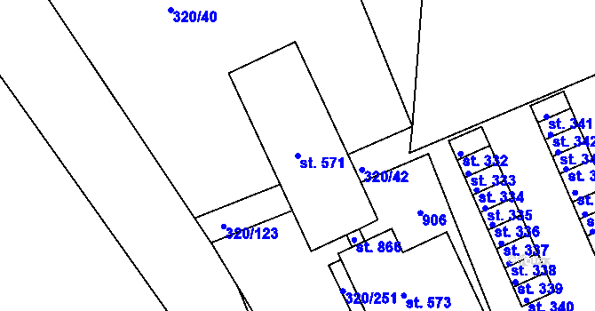 Parcela st. 571 v KÚ Třemošnice nad Doubravou, Katastrální mapa