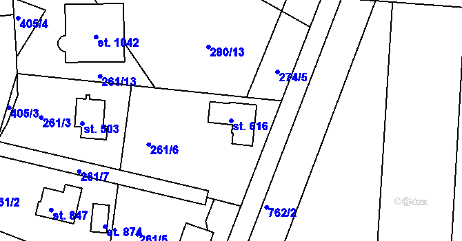 Parcela st. 616 v KÚ Třemošnice nad Doubravou, Katastrální mapa