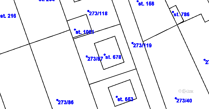 Parcela st. 678 v KÚ Třemošnice nad Doubravou, Katastrální mapa