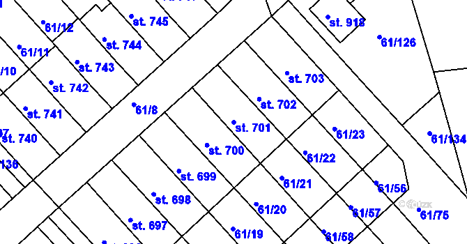 Parcela st. 701 v KÚ Třemošnice nad Doubravou, Katastrální mapa
