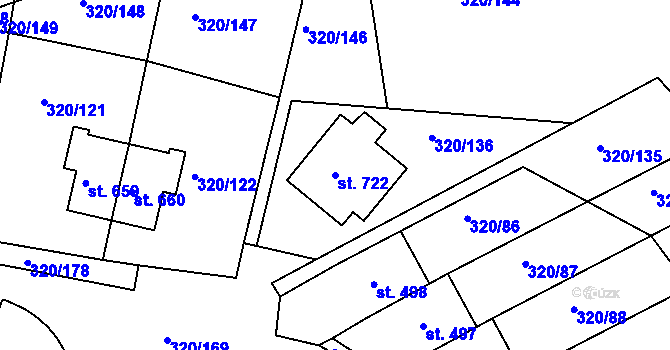 Parcela st. 722 v KÚ Třemošnice nad Doubravou, Katastrální mapa