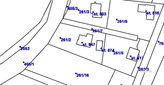 Parcela st. 847 v KÚ Třemošnice nad Doubravou, Katastrální mapa