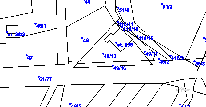 Parcela st. 49/13 v KÚ Třemošnice nad Doubravou, Katastrální mapa