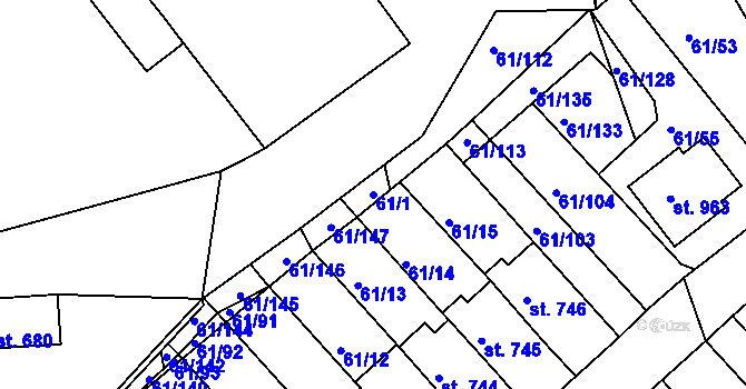Parcela st. 61/1 v KÚ Třemošnice nad Doubravou, Katastrální mapa
