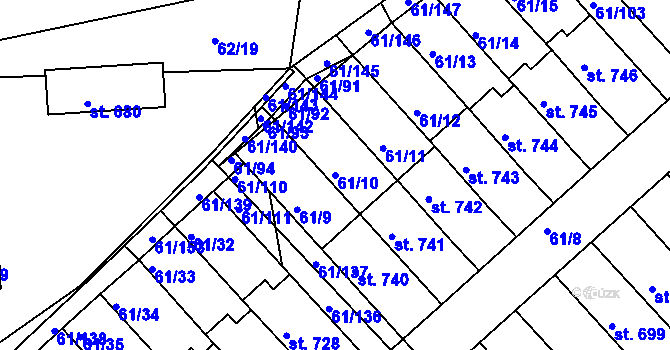 Parcela st. 61/10 v KÚ Třemošnice nad Doubravou, Katastrální mapa