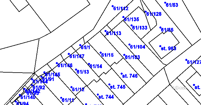 Parcela st. 61/15 v KÚ Třemošnice nad Doubravou, Katastrální mapa