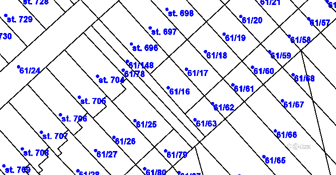 Parcela st. 61/16 v KÚ Třemošnice nad Doubravou, Katastrální mapa