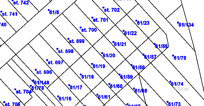 Parcela st. 61/20 v KÚ Třemošnice nad Doubravou, Katastrální mapa