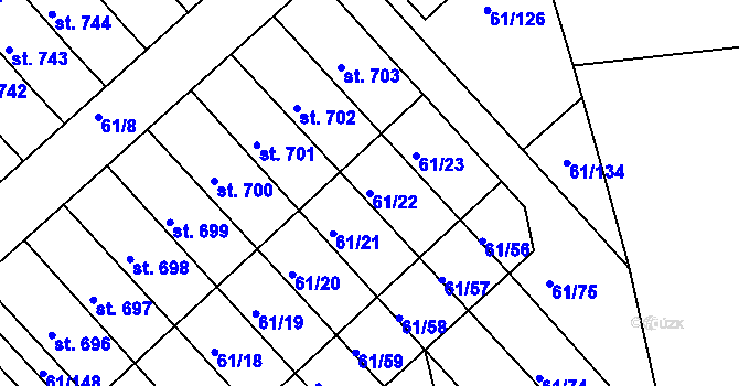 Parcela st. 61/22 v KÚ Třemošnice nad Doubravou, Katastrální mapa