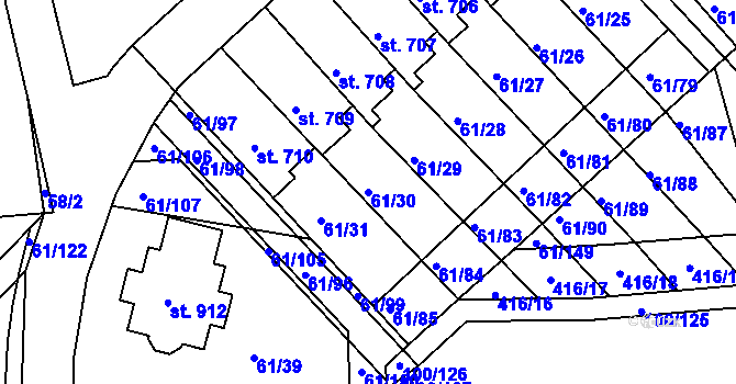 Parcela st. 61/30 v KÚ Třemošnice nad Doubravou, Katastrální mapa
