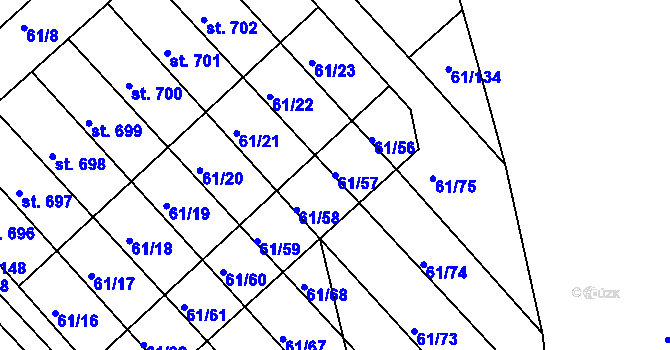 Parcela st. 61/57 v KÚ Třemošnice nad Doubravou, Katastrální mapa