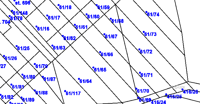 Parcela st. 61/66 v KÚ Třemošnice nad Doubravou, Katastrální mapa