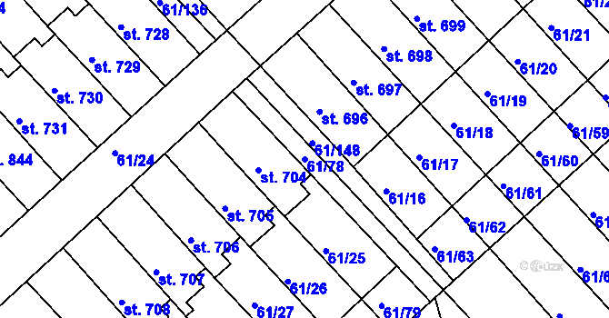 Parcela st. 61/78 v KÚ Třemošnice nad Doubravou, Katastrální mapa