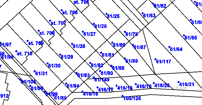 Parcela st. 61/81 v KÚ Třemošnice nad Doubravou, Katastrální mapa