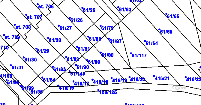 Parcela st. 61/88 v KÚ Třemošnice nad Doubravou, Katastrální mapa