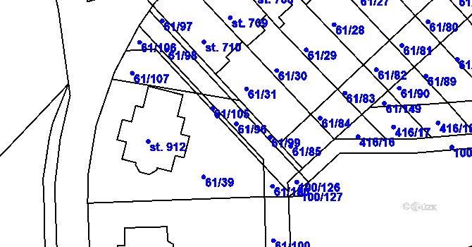 Parcela st. 61/96 v KÚ Třemošnice nad Doubravou, Katastrální mapa