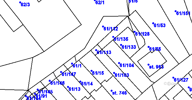 Parcela st. 61/113 v KÚ Třemošnice nad Doubravou, Katastrální mapa