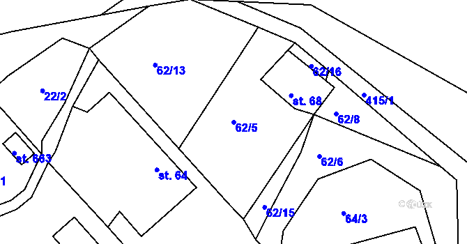 Parcela st. 62/5 v KÚ Třemošnice nad Doubravou, Katastrální mapa