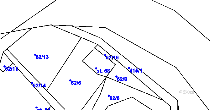 Parcela st. 62/16 v KÚ Třemošnice nad Doubravou, Katastrální mapa
