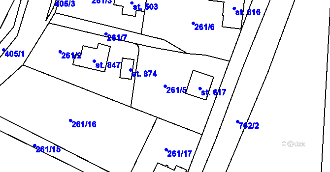 Parcela st. 261/5 v KÚ Třemošnice nad Doubravou, Katastrální mapa