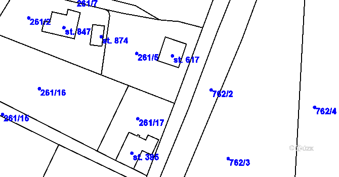 Parcela st. 262/3 v KÚ Třemošnice nad Doubravou, Katastrální mapa