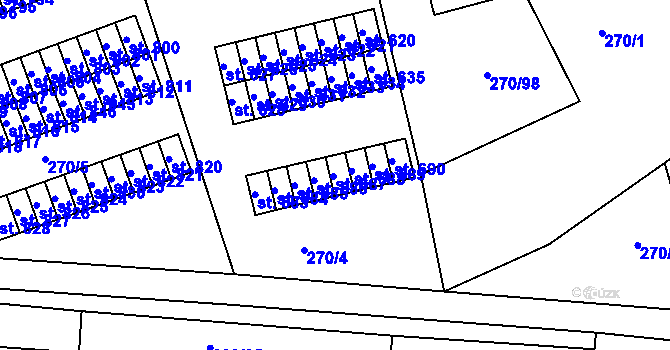 Parcela st. 270/49 v KÚ Třemošnice nad Doubravou, Katastrální mapa