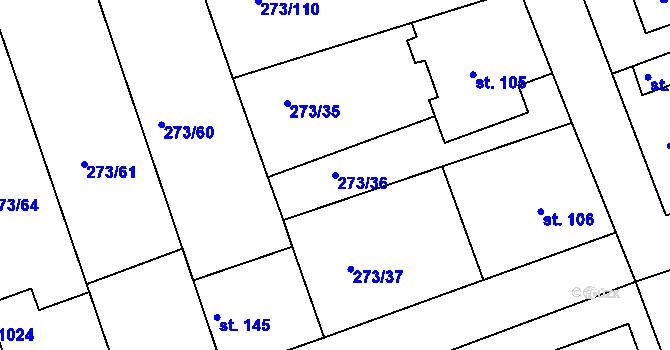 Parcela st. 273/36 v KÚ Třemošnice nad Doubravou, Katastrální mapa