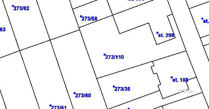 Parcela st. 273/110 v KÚ Třemošnice nad Doubravou, Katastrální mapa