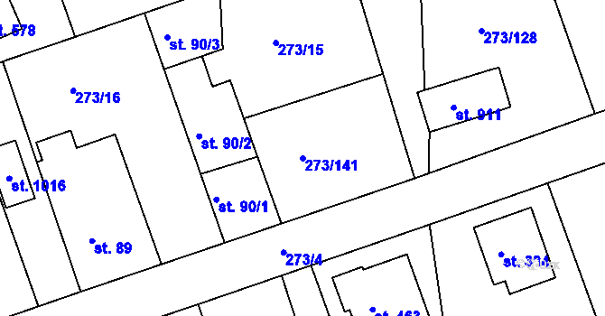 Parcela st. 273/141 v KÚ Třemošnice nad Doubravou, Katastrální mapa