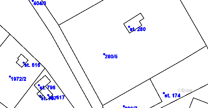 Parcela st. 280/5 v KÚ Třemošnice nad Doubravou, Katastrální mapa