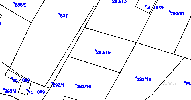 Parcela st. 293/15 v KÚ Třemošnice nad Doubravou, Katastrální mapa