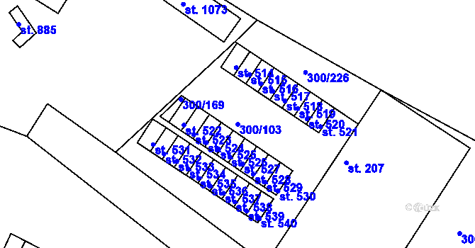 Parcela st. 300/103 v KÚ Třemošnice nad Doubravou, Katastrální mapa