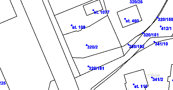 Parcela st. 320/2 v KÚ Třemošnice nad Doubravou, Katastrální mapa