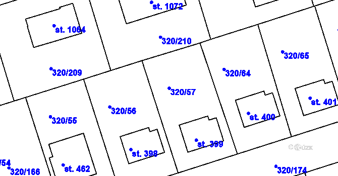Parcela st. 320/57 v KÚ Třemošnice nad Doubravou, Katastrální mapa