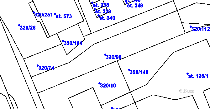 Parcela st. 320/98 v KÚ Třemošnice nad Doubravou, Katastrální mapa