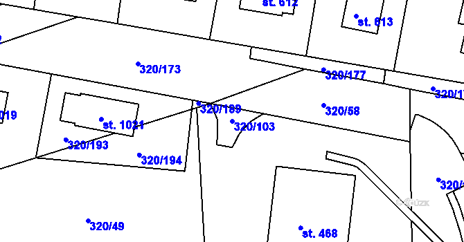 Parcela st. 320/103 v KÚ Třemošnice nad Doubravou, Katastrální mapa