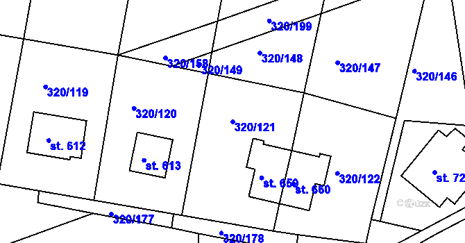 Parcela st. 320/121 v KÚ Třemošnice nad Doubravou, Katastrální mapa
