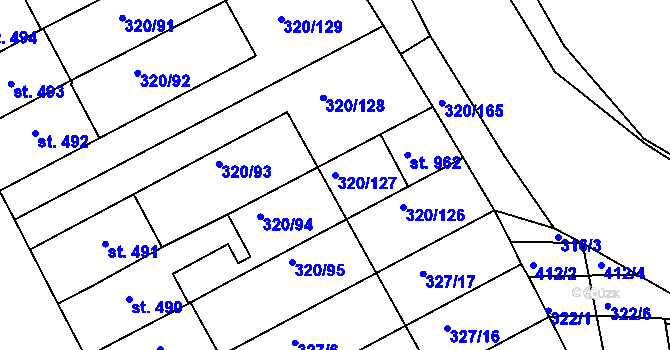 Parcela st. 320/127 v KÚ Třemošnice nad Doubravou, Katastrální mapa