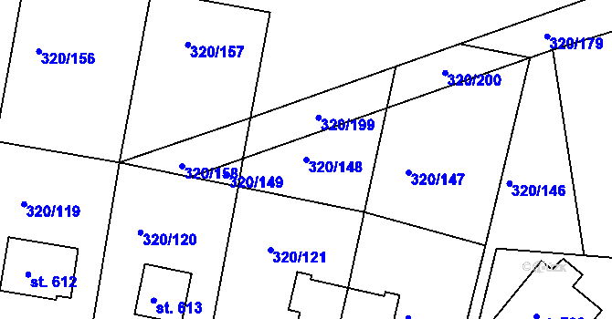 Parcela st. 320/148 v KÚ Třemošnice nad Doubravou, Katastrální mapa