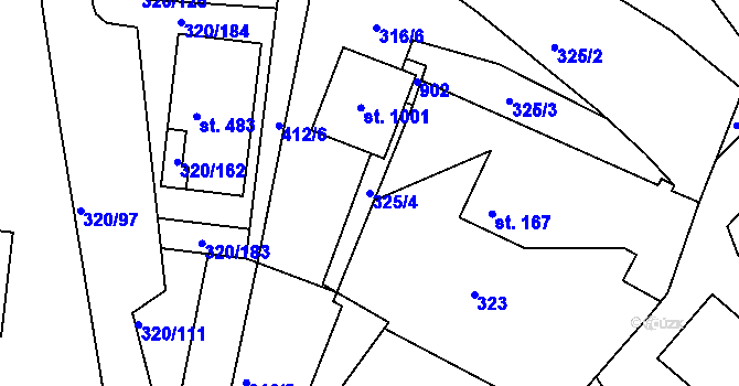 Parcela st. 325/4 v KÚ Třemošnice nad Doubravou, Katastrální mapa