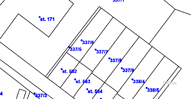 Parcela st. 337/7 v KÚ Třemošnice nad Doubravou, Katastrální mapa