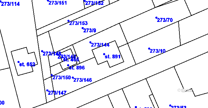 Parcela st. 891 v KÚ Třemošnice nad Doubravou, Katastrální mapa