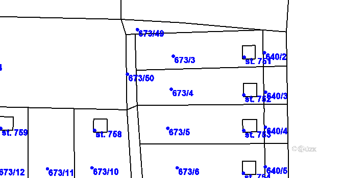 Parcela st. 673/4 v KÚ Třemošnice nad Doubravou, Katastrální mapa
