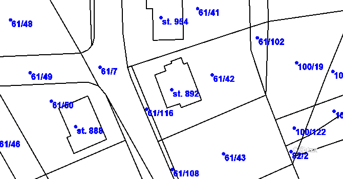 Parcela st. 892 v KÚ Třemošnice nad Doubravou, Katastrální mapa