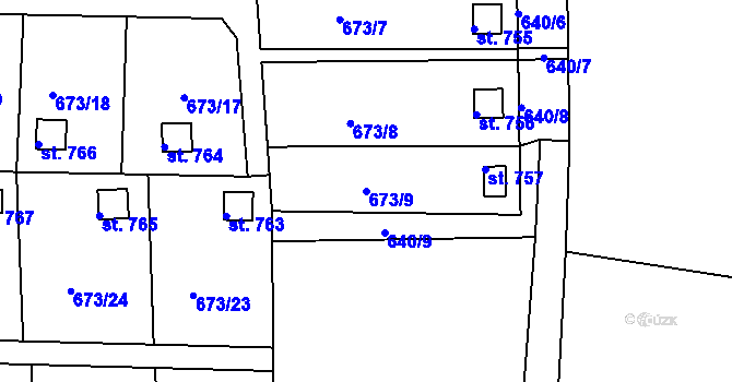 Parcela st. 673/9 v KÚ Třemošnice nad Doubravou, Katastrální mapa