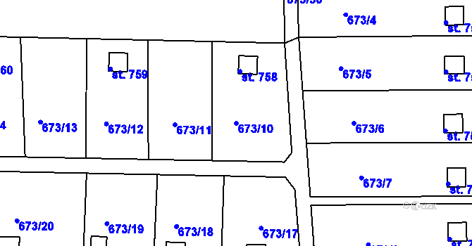 Parcela st. 673/10 v KÚ Třemošnice nad Doubravou, Katastrální mapa