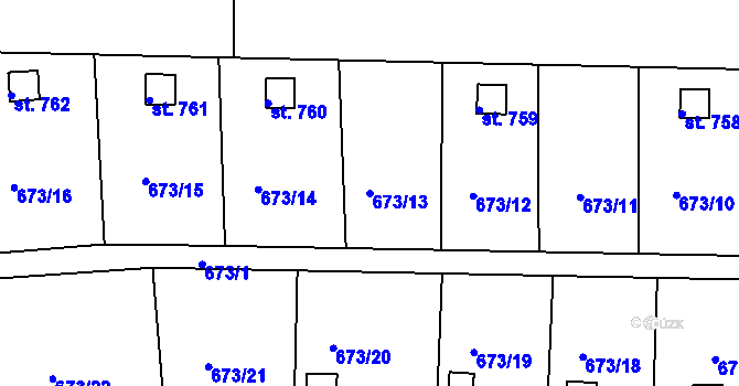 Parcela st. 673/13 v KÚ Třemošnice nad Doubravou, Katastrální mapa
